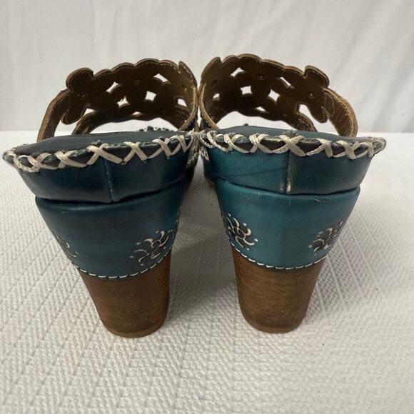 L Artiste Sandals Womens 9 Multicolor Flowers Leather Boho Hippie Spring Step 40 - Picture 6 of 11